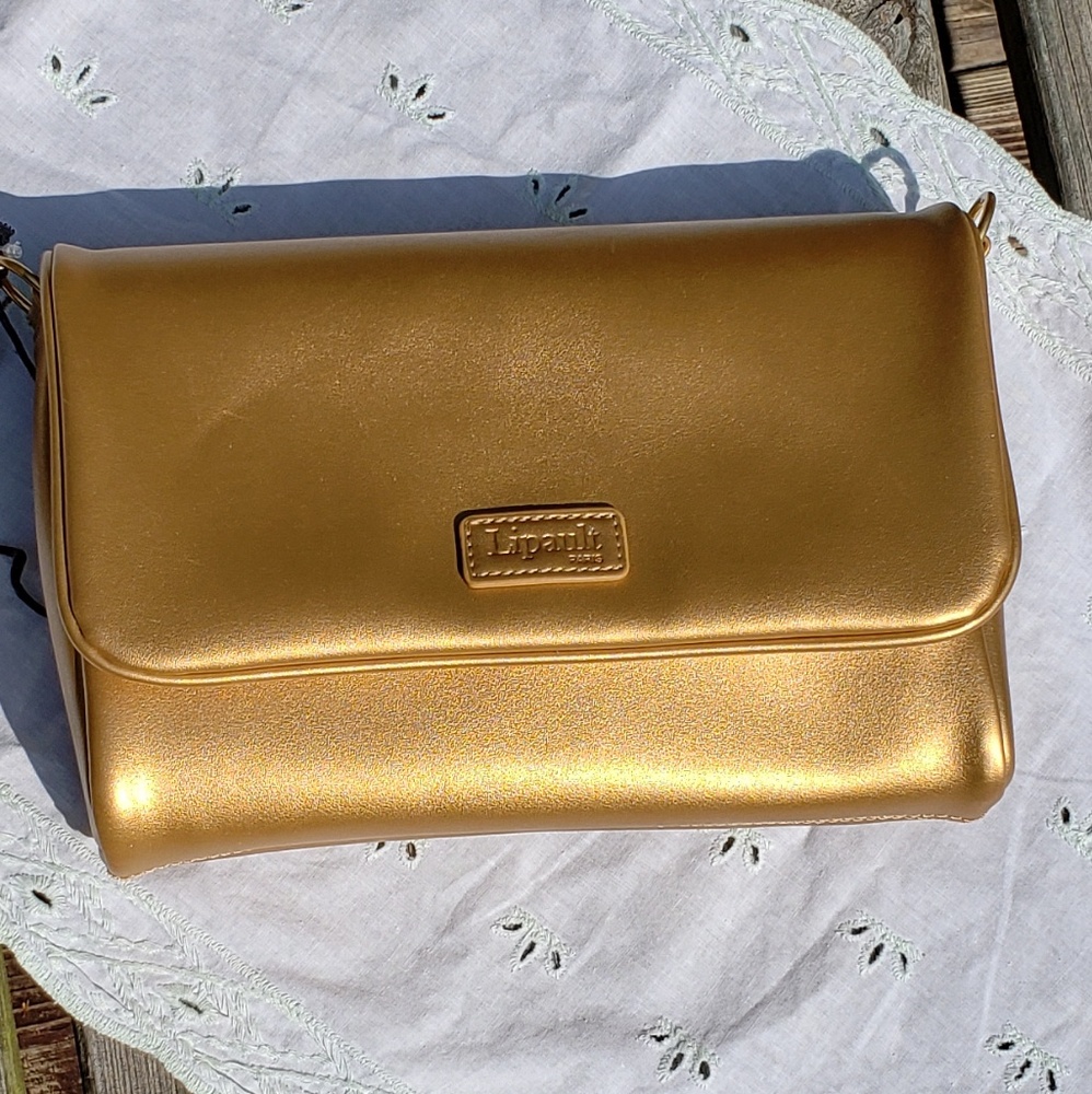Gold Lipault crossbody purse